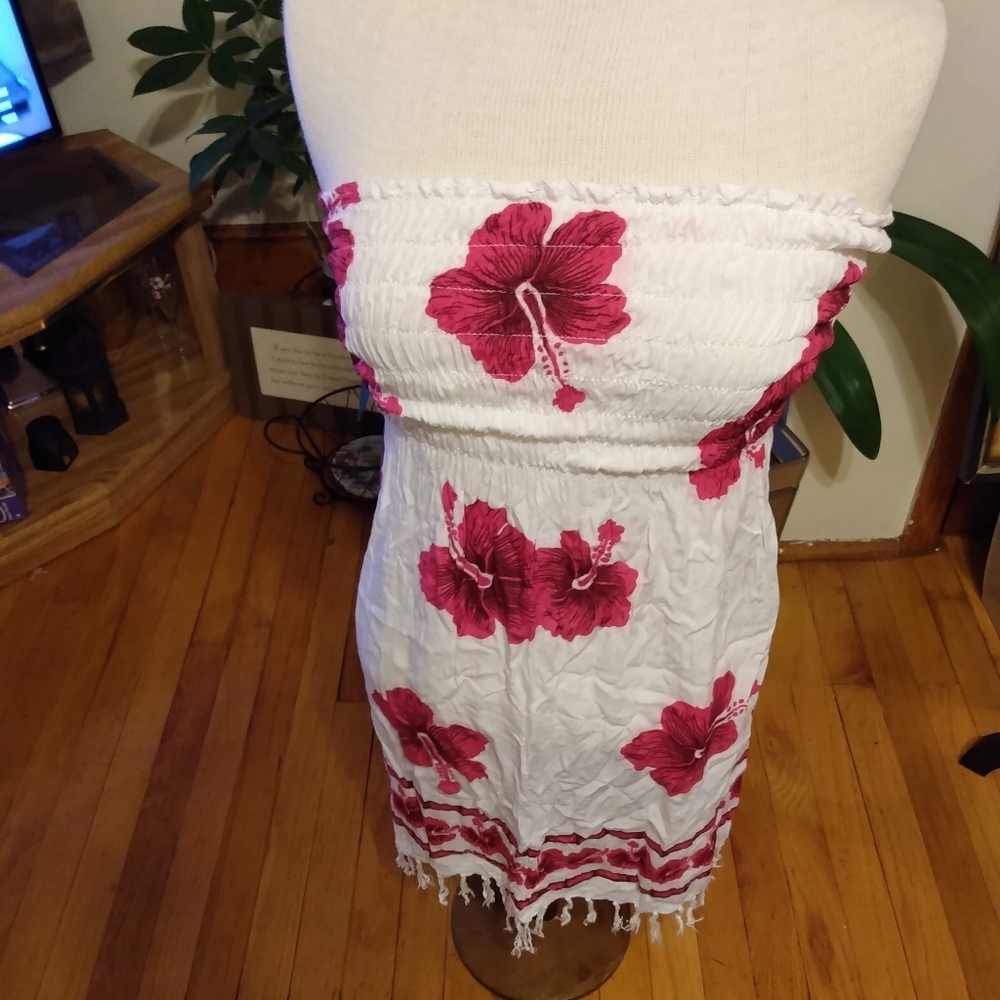 Beach Cover up with Flowers & Fringe
